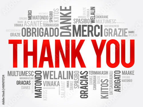 Thank You word cloud in different languages, concept background