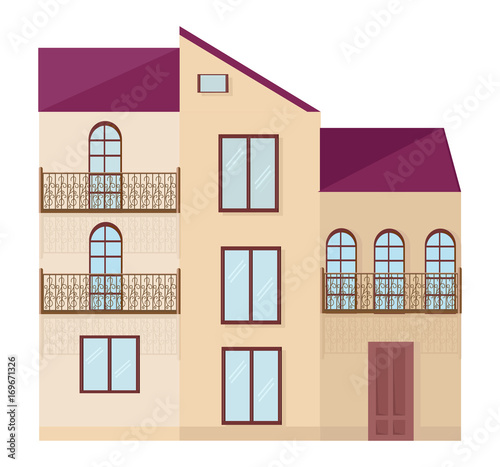 Modern architecture facade building vector illustrations