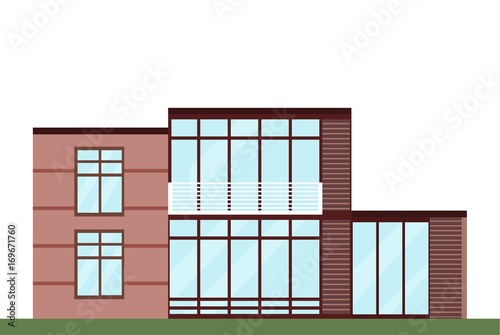 Modern architecture facade building vector illustration big glass windows
