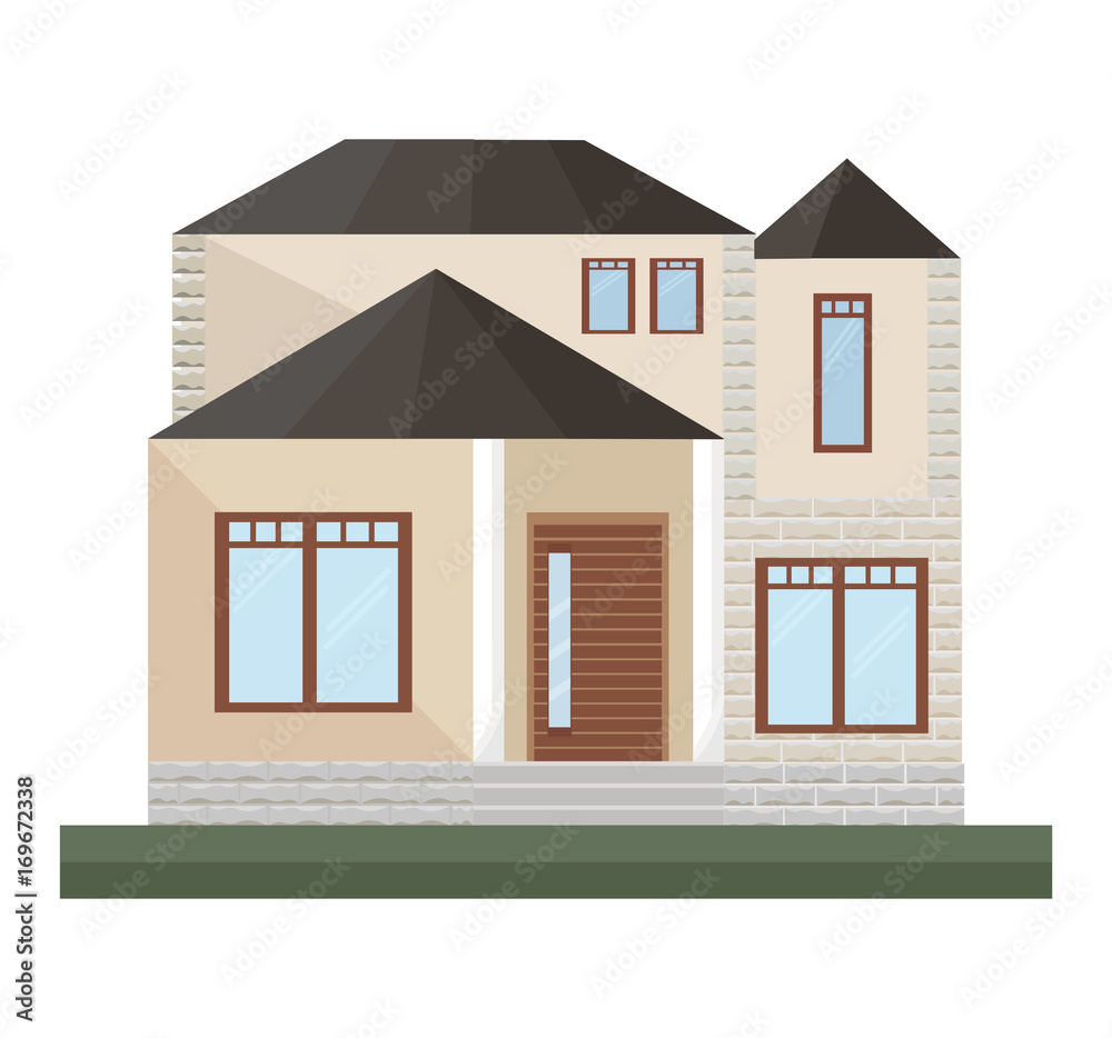 Architecture facade building vector illustrations house detailes