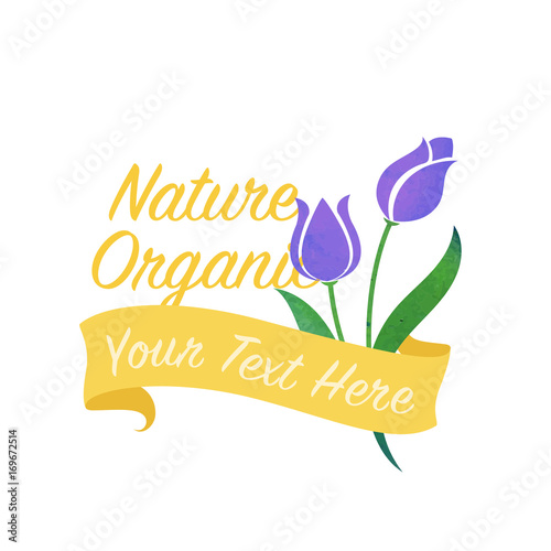 Colorful watercolor texture vector nature botanic garden flower banner purple tulip © Phoebe Yu