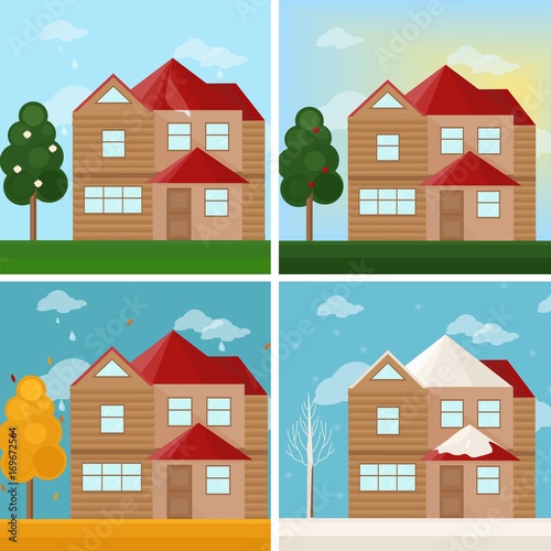 Architecture facade building vector illustrations flat style