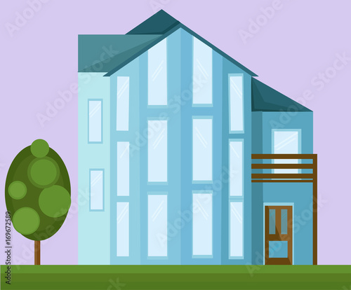 Architecture facade building vector illustrations flat style