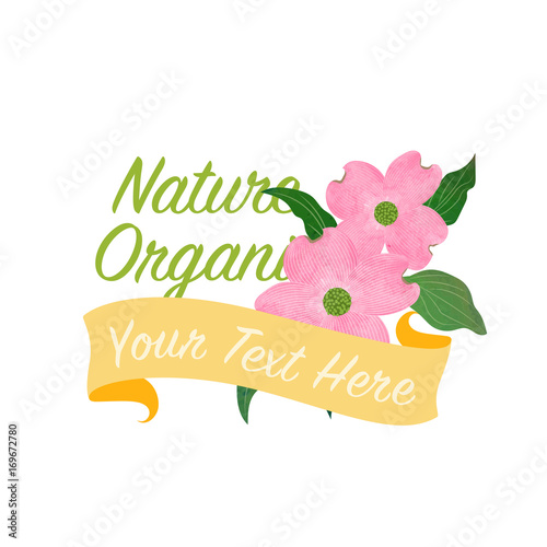 Colorful watercolor texture vector nature botanic garden flower banner pink dogwood cornus florida