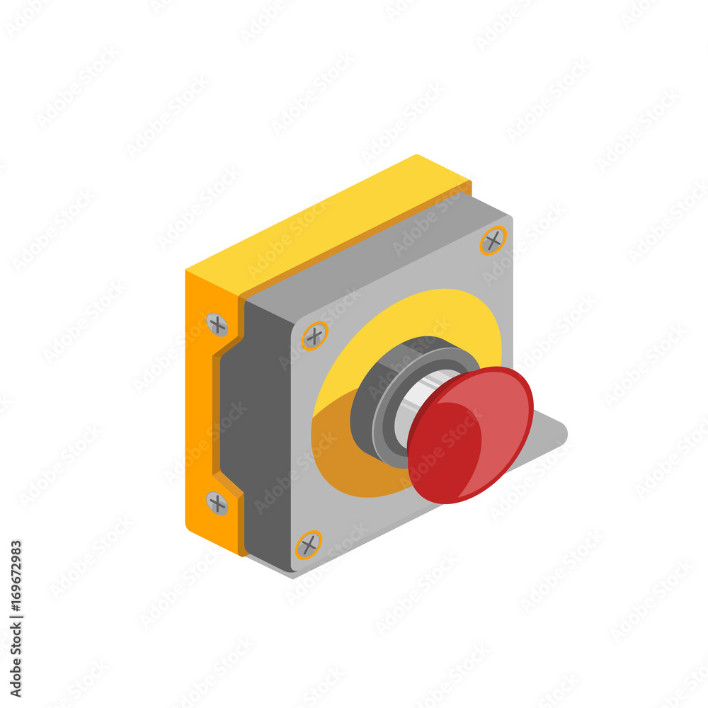 Red button isometric vector illustration Red button isometric vector illustration