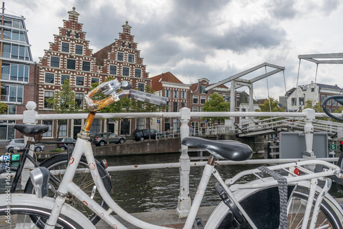 Dutch landscape, bike at the canal
