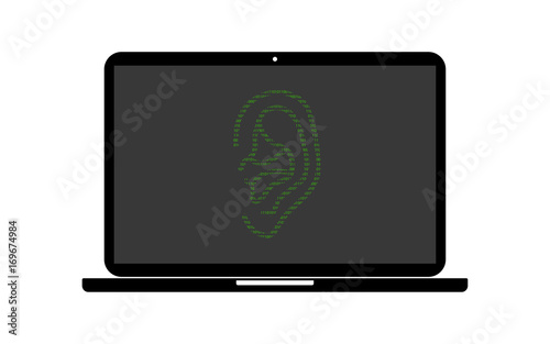 Hacker Laptop Ohr Konturen