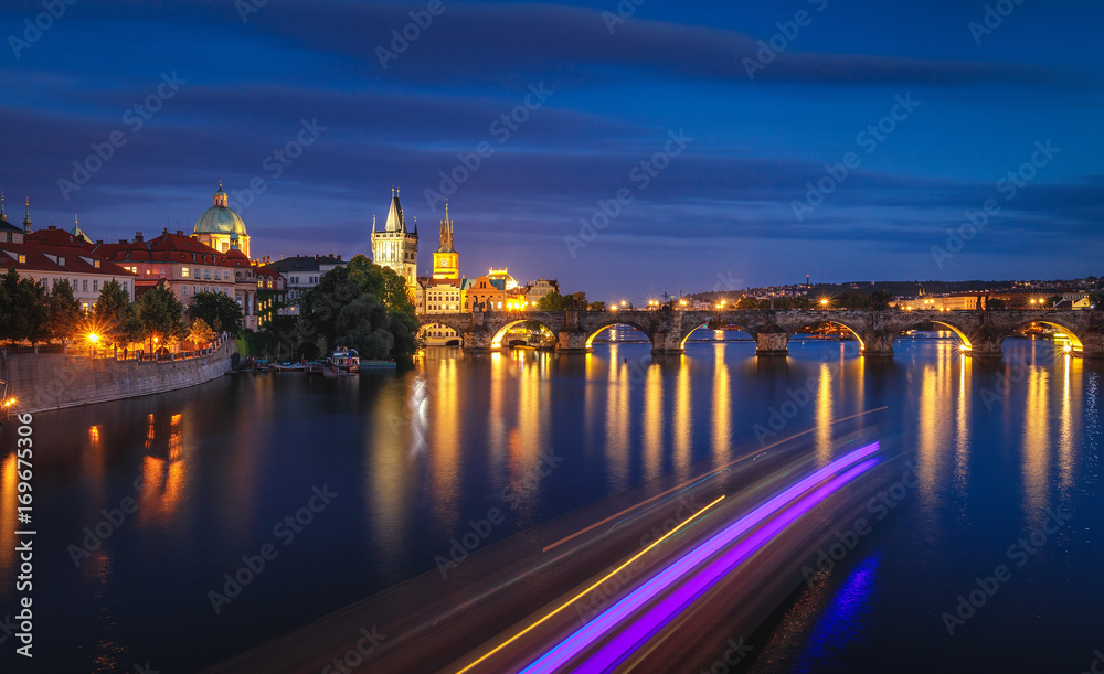 Charles bridge at night, Prague
