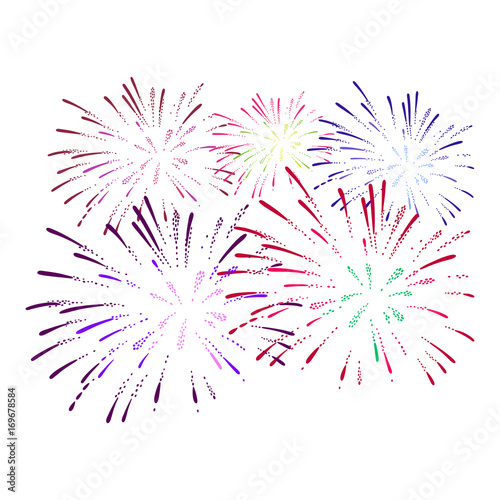 Firework on white background. Vector illustration.