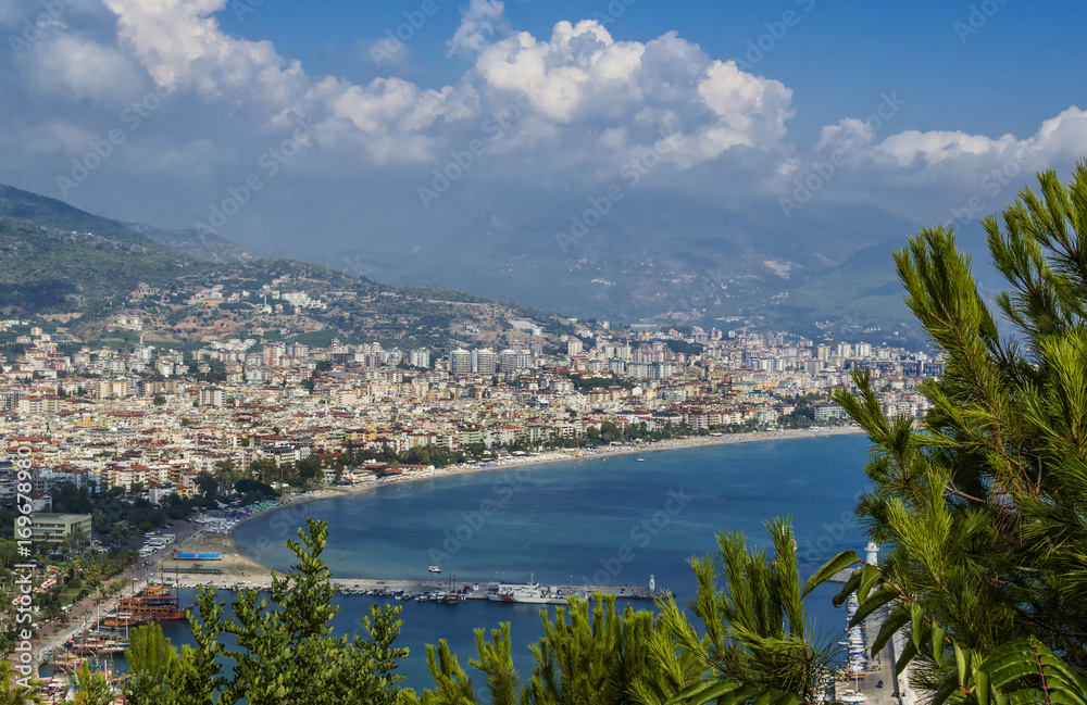 View of the city of Alanya, and bay from the hill