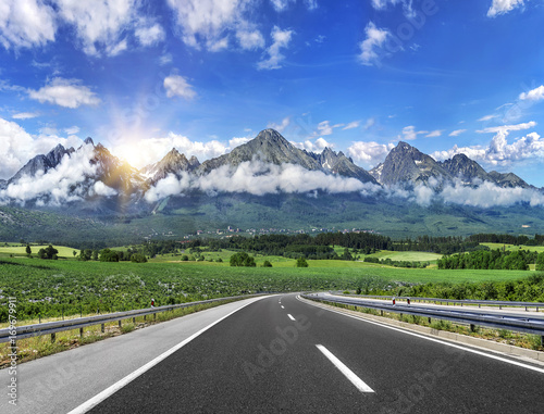 High-speed country road among the mountains.