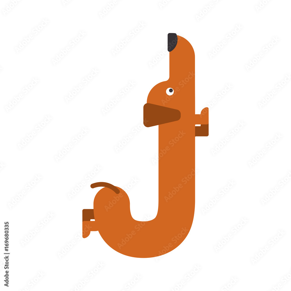 Letter J is dog. pet font. Dachshund alphabet. Lettering home animal Letter J is dog. pet font. Dachshund alphabet. Lettering home animal