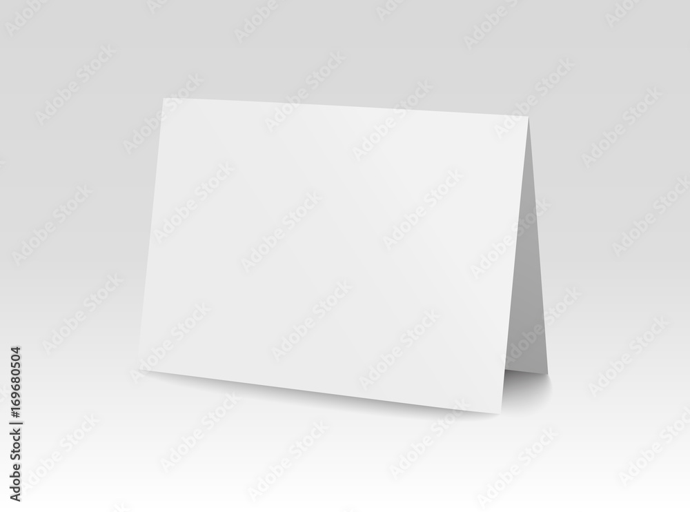 Vector realistic blank bent paper card isolated on white background