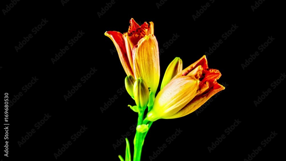 Time Lapse daylily on a black background Time Lapse daylily on a black background