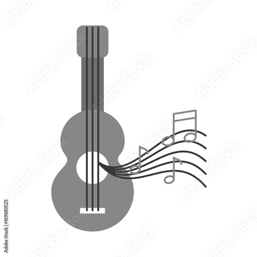 acoustic guitar with music notes vector illustration design