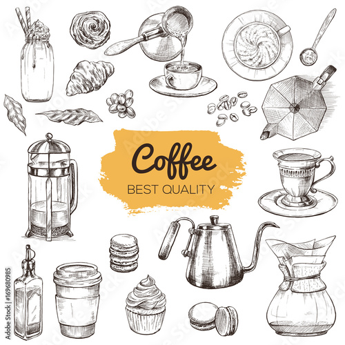 Coffee. Set of hand drawn elements