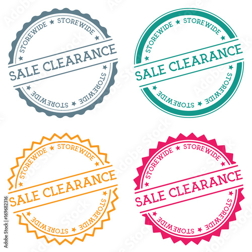 Sale clearance storewide badge isolated on white background. Flat style round label with text. Circular emblem vector illustration.