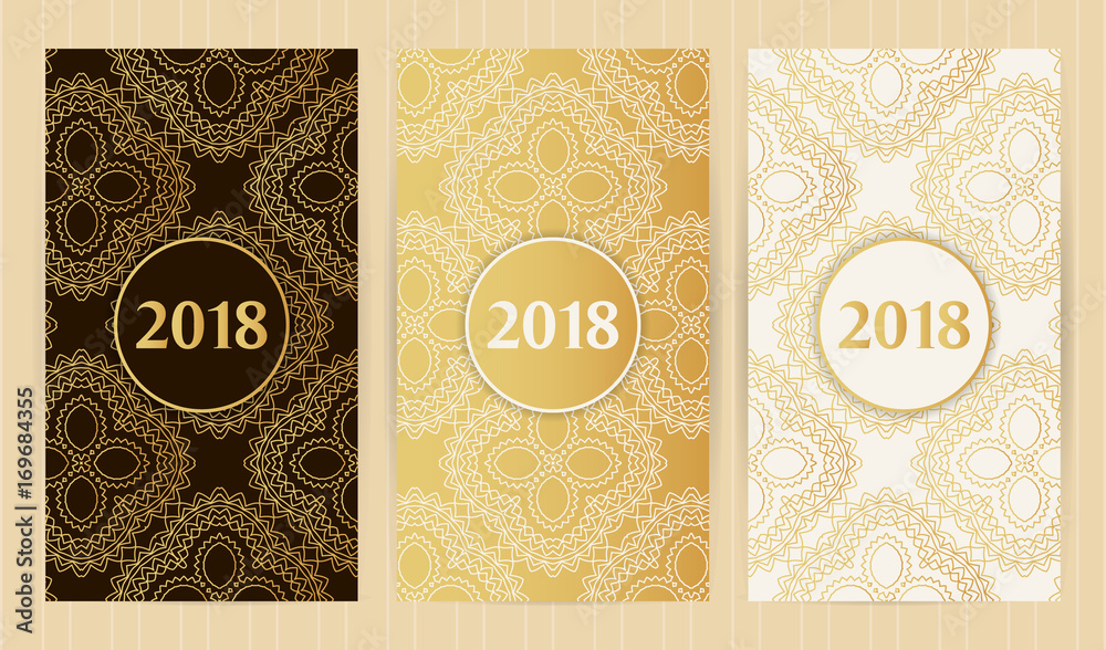 Set of flyers in golden color. Collection of business templates, patterns in islamic, eastern, oriental style. Set of flyers in golden color. Collection of business templates, patterns in islamic, eastern, oriental style.