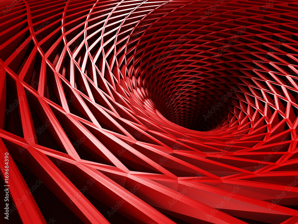 Naklejka premium Red Tunnel Abstract Architecture Background