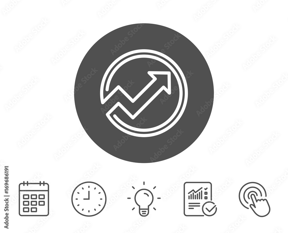 Chart line icon. Report graph in circle sign. Chart line icon. Report graph in circle sign.