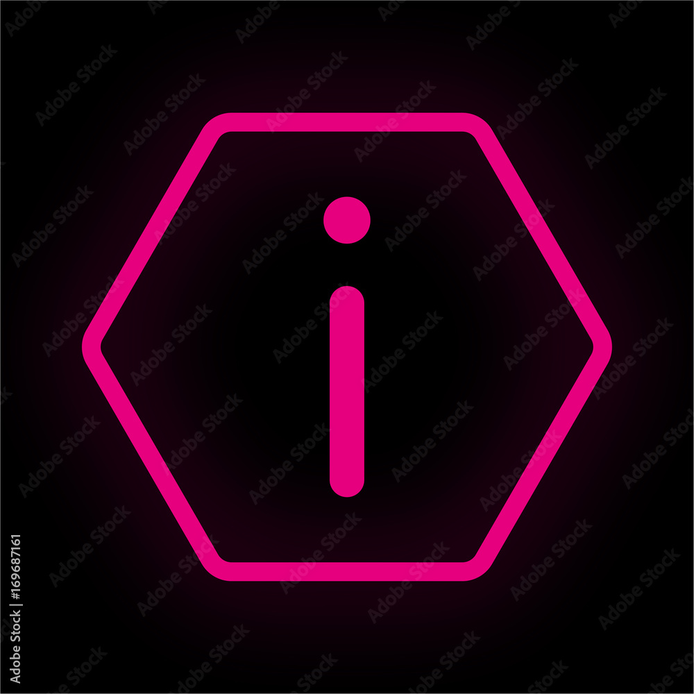 Neon Button Polygon - i Information Neon Button Polygon - i Information