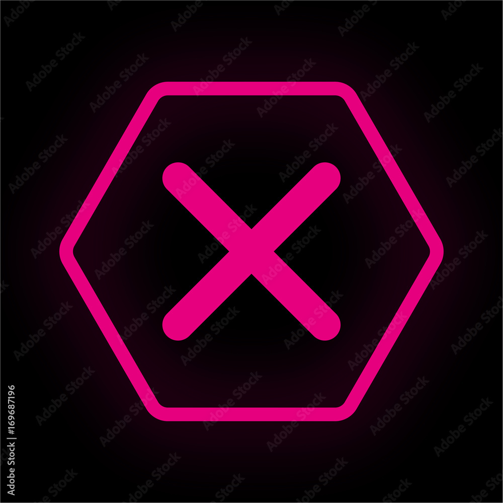 Obraz premium Neon Button Polygon - Kreuz