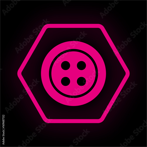 Neon Button Polygon - Knopf