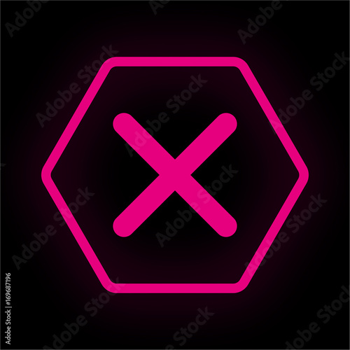 Neon Button Polygon - Kreuz