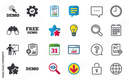 Demo with cursor icon. Presentation billboard.