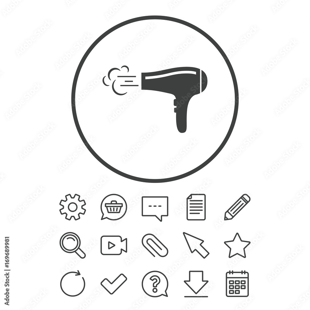 Hairdryer sign icon. Hair drying symbol. Hairdryer sign icon. Hair drying symbol.
