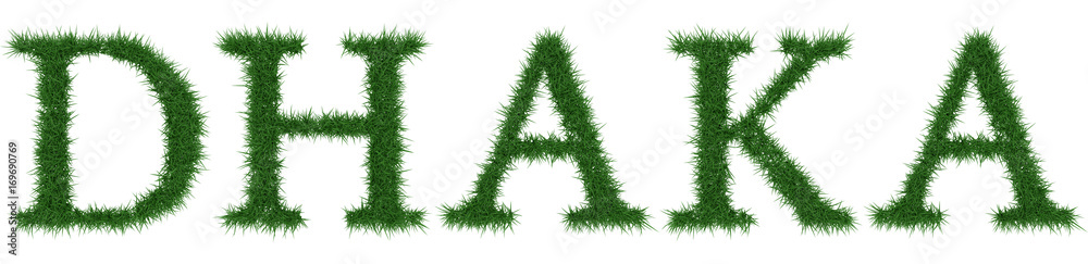 Dhaka - 3D rendering fresh Grass letters isolated on whhite background. Dhaka - 3D rendering fresh Grass letters isolated on whhite background.