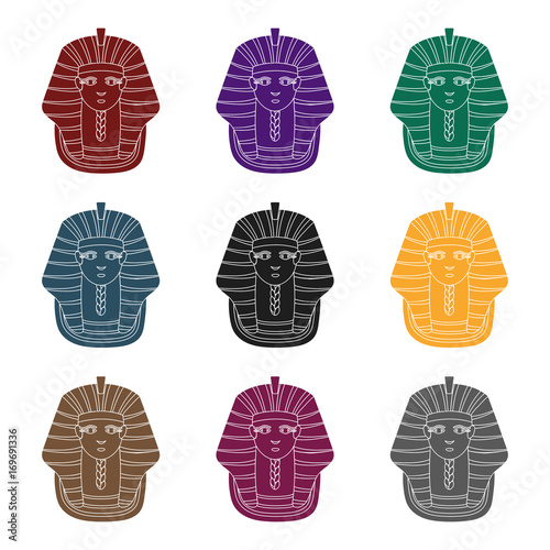 Pharaoh's golden mask icon in black style isolated on white background. Ancient Egypt symbol stock vector illustration.