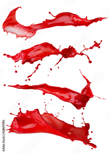 red paint splashes isolated on a white background