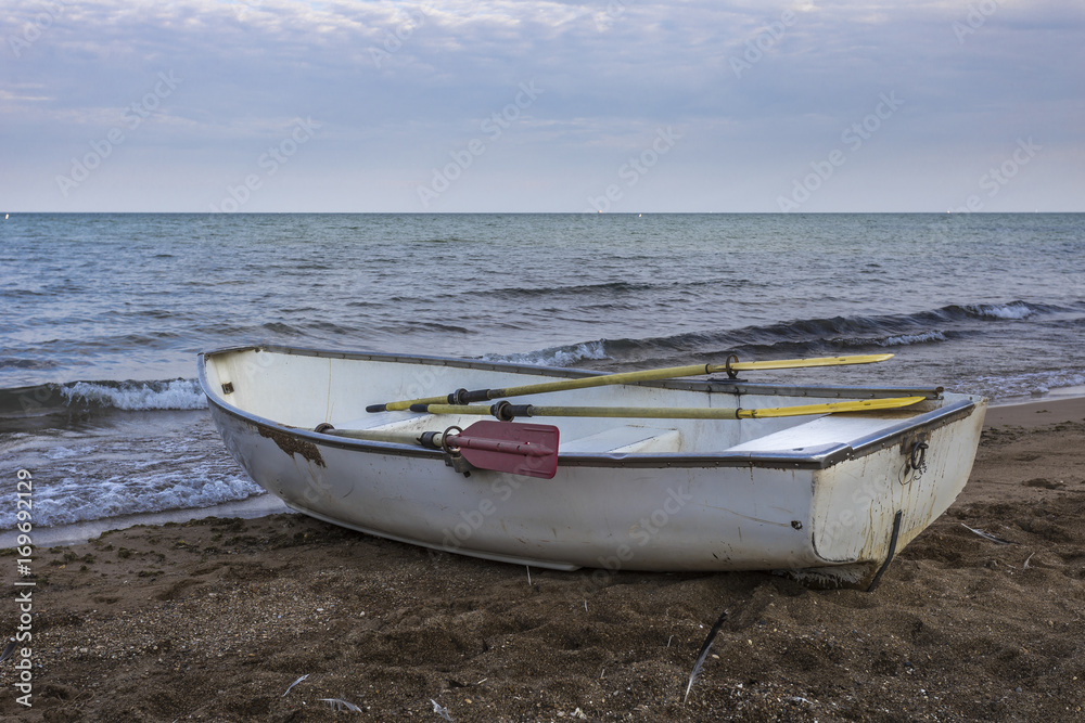 Boat resting on a beach