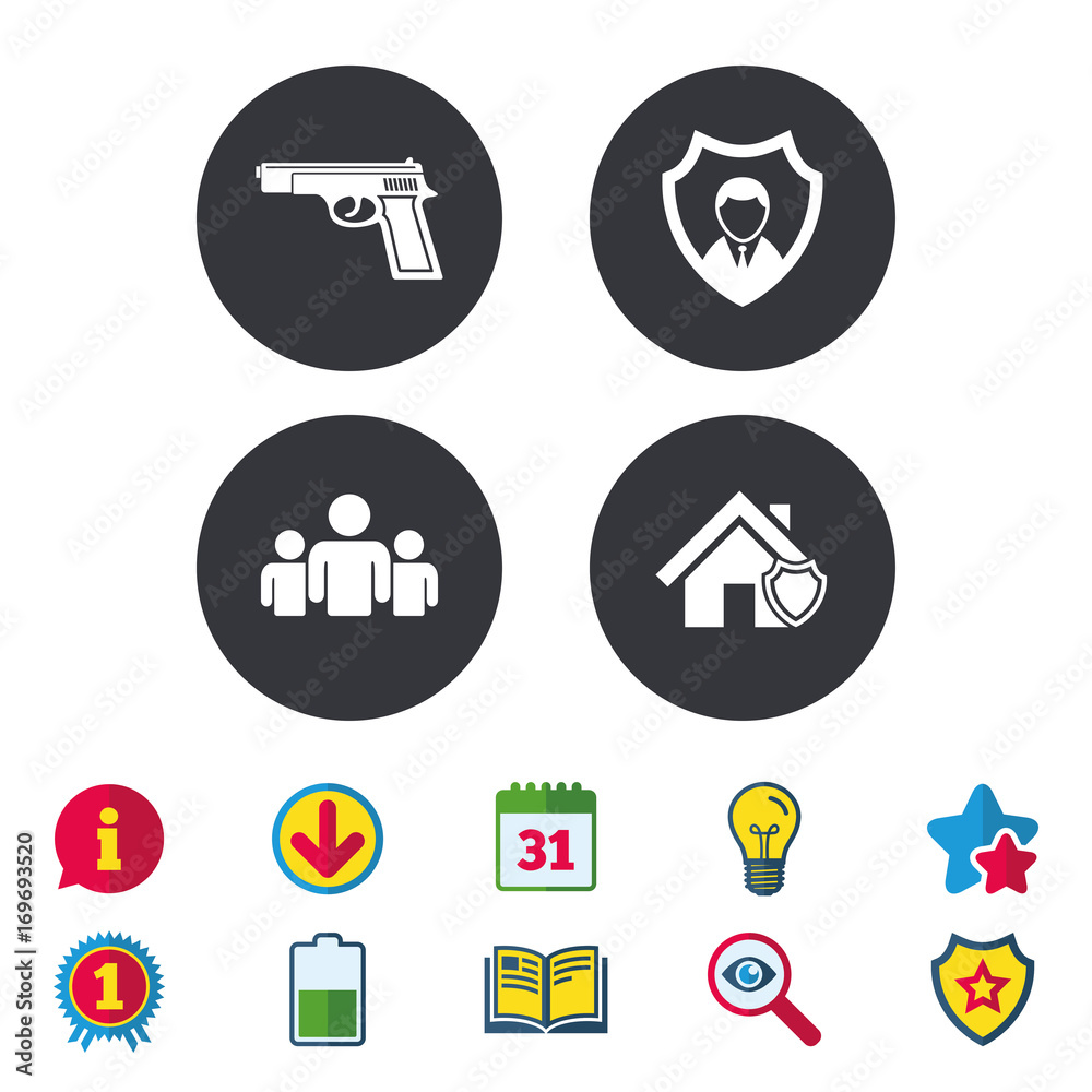 Security agency icons. Home shield protection.