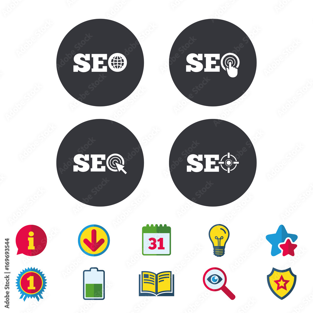 SEO icons. Search Engine Optimization symbols. SEO icons. Search Engine Optimization symbols.