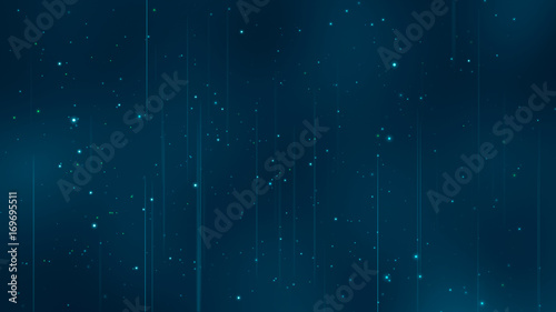 Abstract digital background with particles and stripes on dark background. Virtual background. Animation of seamless loop. 3d rendering.