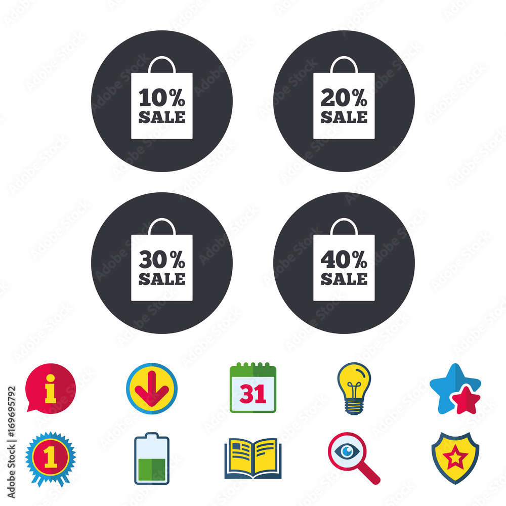 Sale bag tag icons. Discount symbols.