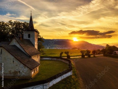 Gothic church at sunset in Slovakia