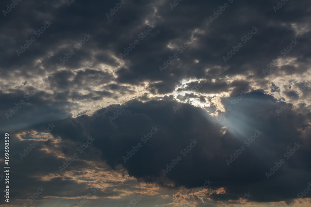 Rays of the sun making their way through the clouds. Sky Rays of the sun making their way through the clouds. Sky