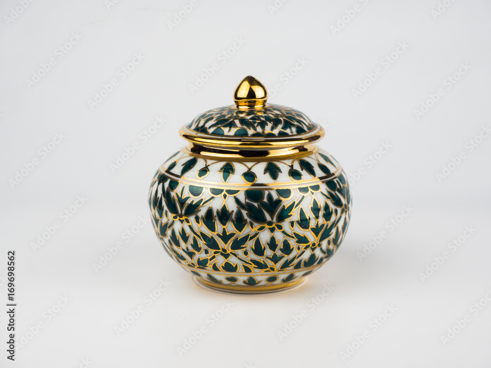 benjarong,porcelain isolated on white background benjarong,porcelain isolated on white background