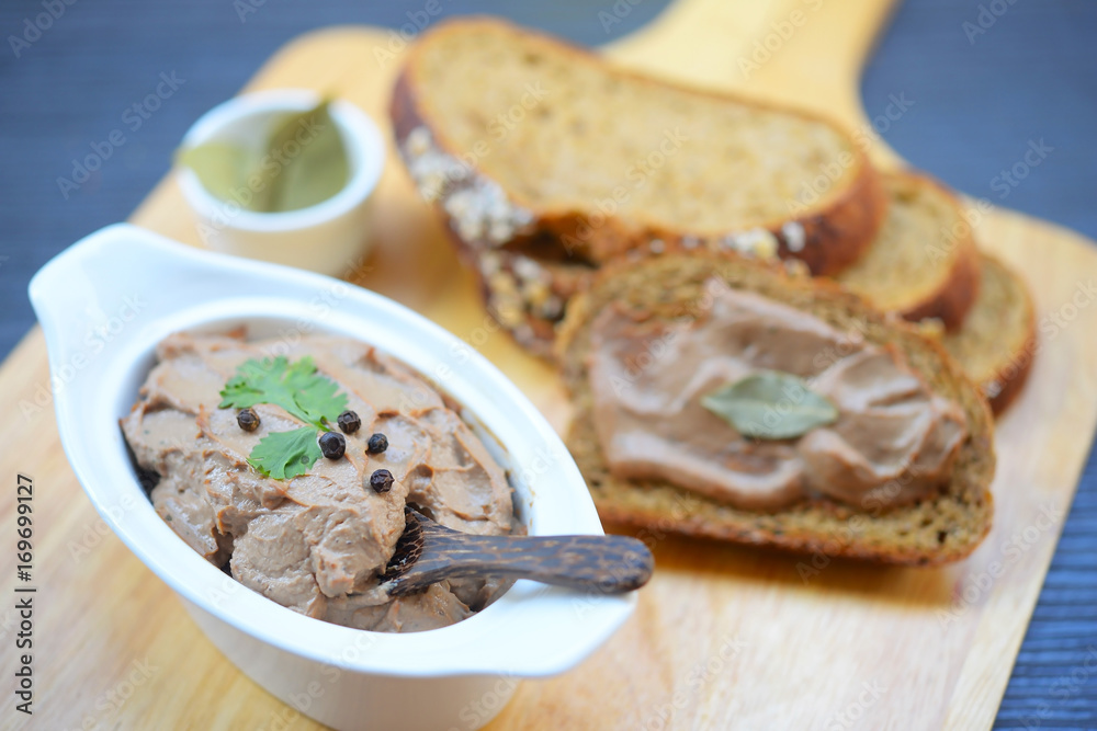 Pate chicken liver brown in ceramic ware