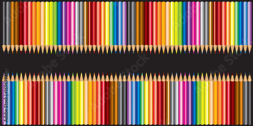Vector Color pencil illustration.on black background with copy space for add text message