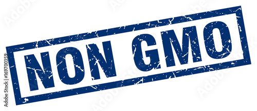 square grunge blue non gmo stamp