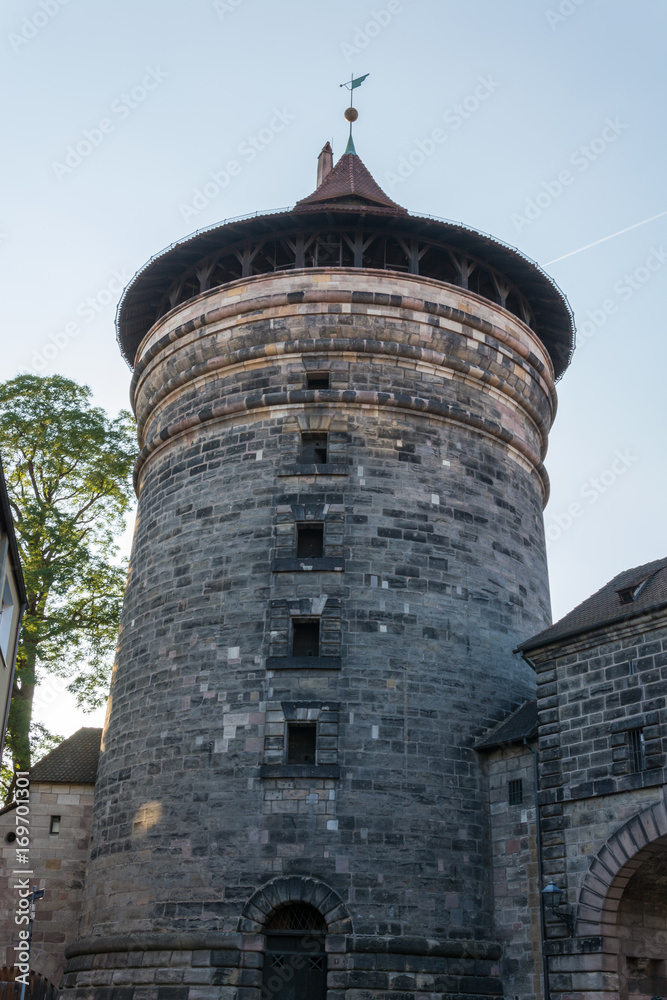 Medieval tower in the old town of Nuremberg