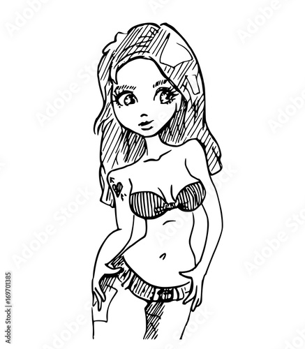 Sexy meid in jeans en bikini