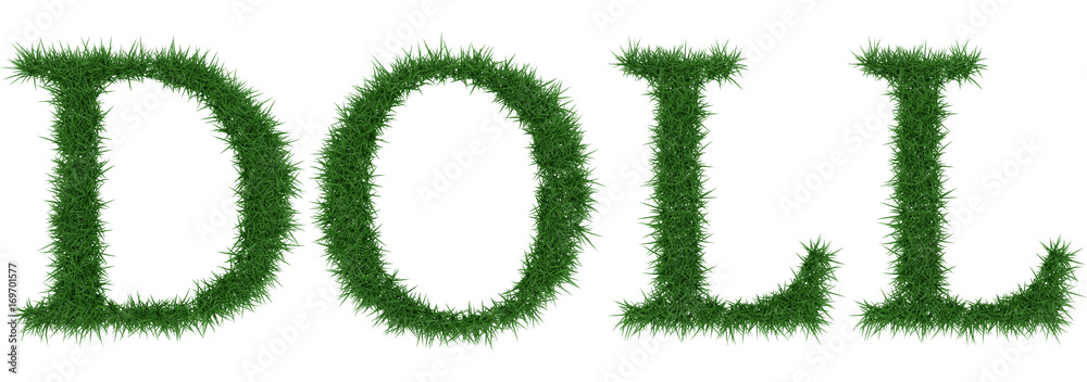 Doll - 3D rendering fresh Grass letters isolated on whhite background. Doll - 3D rendering fresh Grass letters isolated on whhite background.