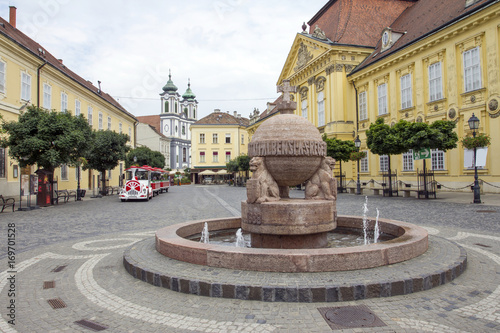 Orb and cross statue in Szekesfehervar, Hungary