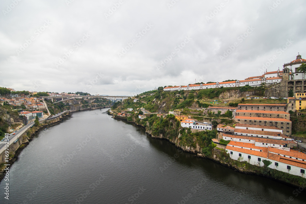 Porto, Portugal - July 2017. Porto, Portugal old town from Ponte de Luis bridge