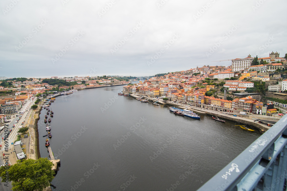 Porto, Portugal - July 2017. Porto, Portugal old town from Ponte de Luis bridge